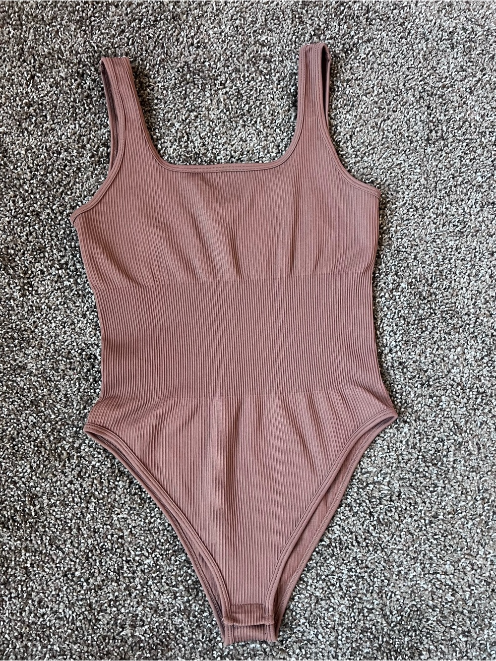 Women's Ribbed Mauve Bodysuit Tank